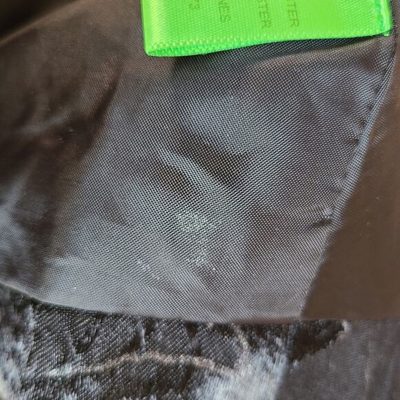 Vintage 90s logo instant chic black tapestry floral ruffle button blazer Sz 18 - Picture 12 of 12